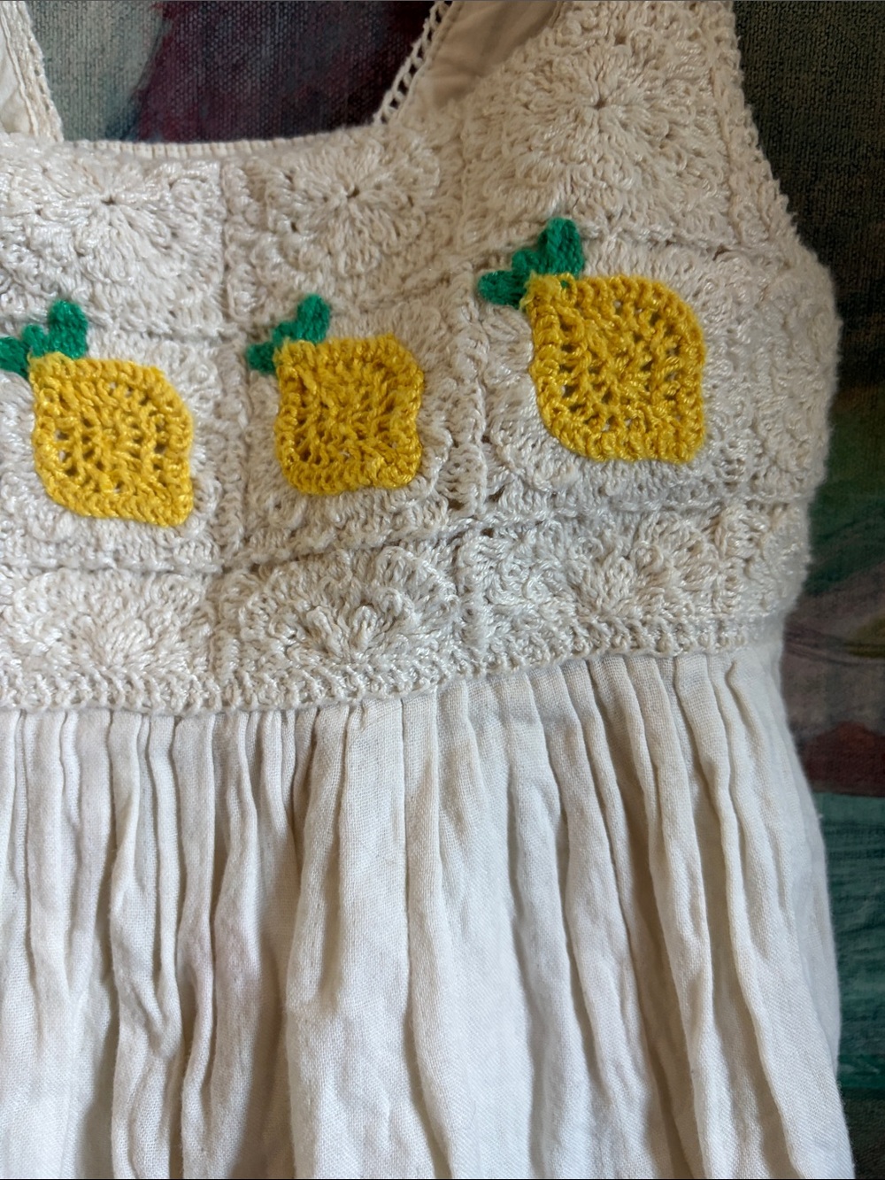 Hanna Andersson White Sundress with Yellow Lemons - Picture 2 of 6